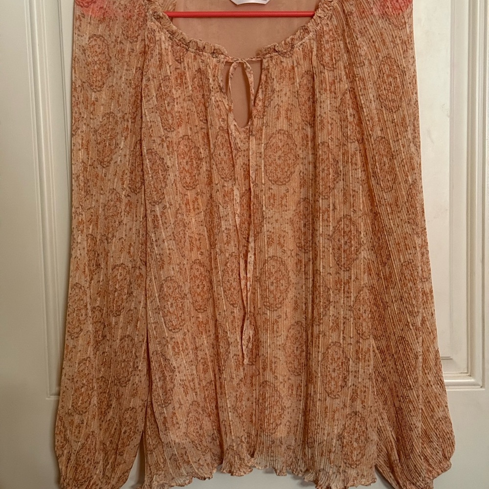 LC Lauren Conrad Spring Peach Paisley Peasant Blouse Size S